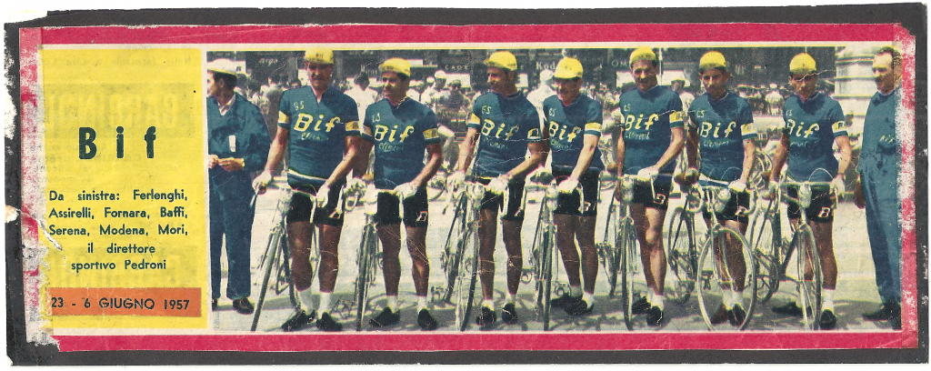 La squadra Bif che partecipa al 40° Giro d'Italia, nel 1957